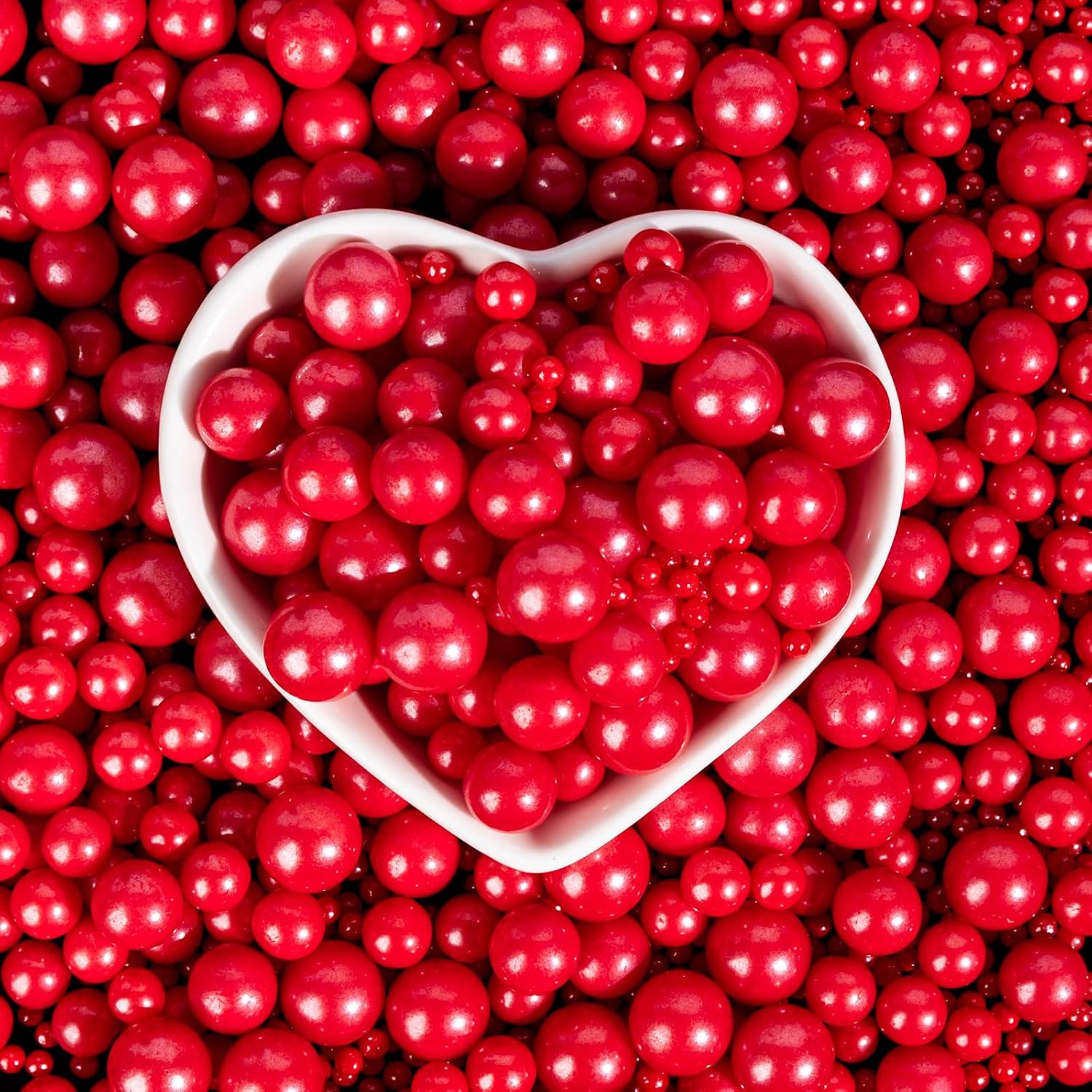 Edible Red Pearl Sprinkles,130g,Edible Pearl Sugar Sprinkles,Baking Edible Cake Decorations,Cupcake Toppers,Cookie Decorating,Donuts Ice Cream Toppings,Wedding Birthday Party Mother's Day Supplies