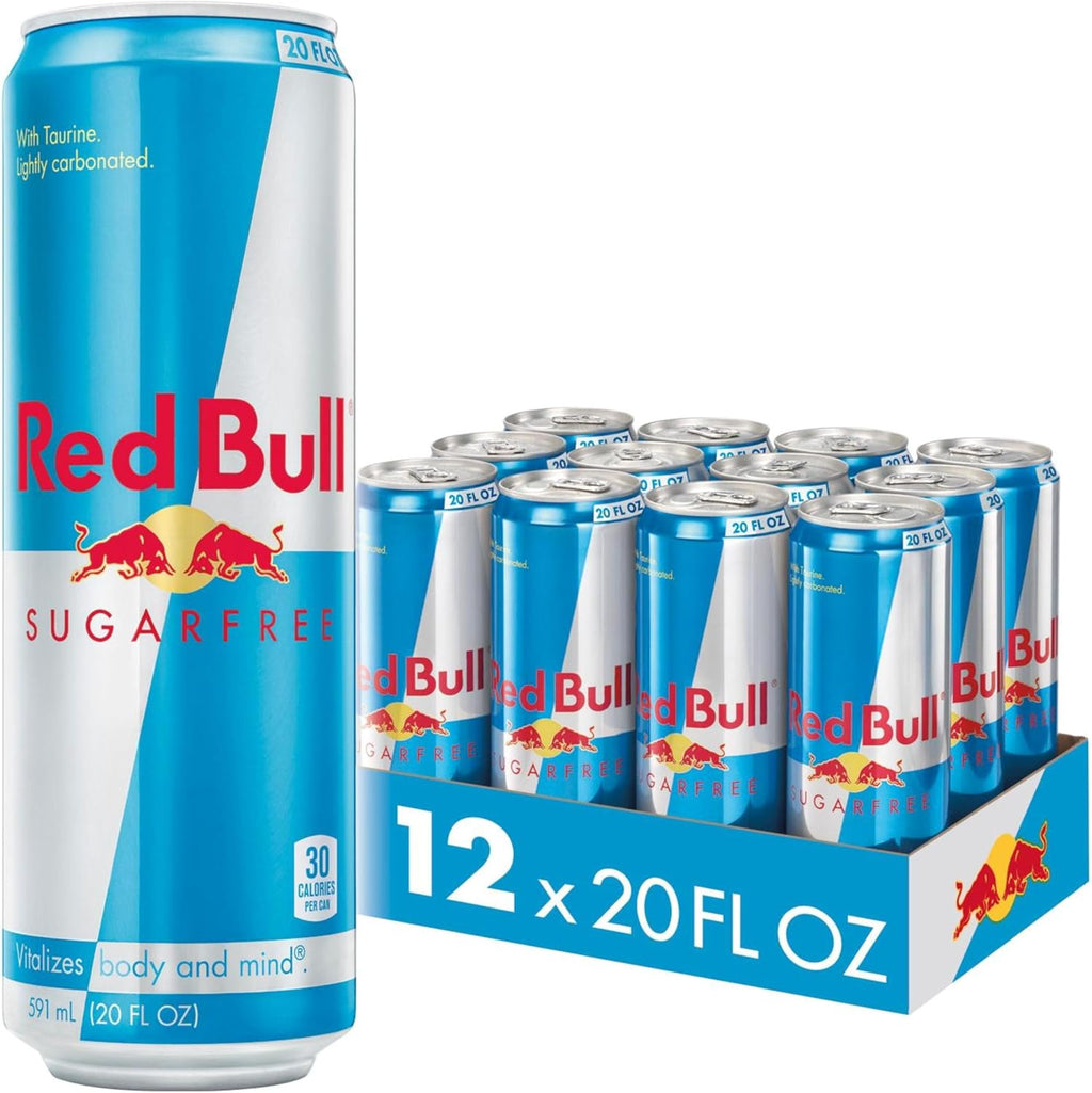 Red Bull Energy Drink, Sugar Free, 20 fl oz (Pack of 12)