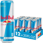 Red Bull Energy Drink, Sugar Free, 20 fl oz (Pack of 12)
