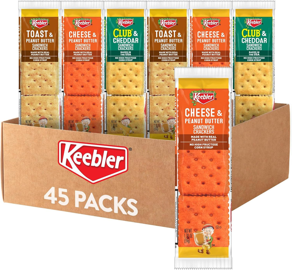 Keebler Sandwich Crackers, Lunch Snacks, Variety Pack (45 Packs)