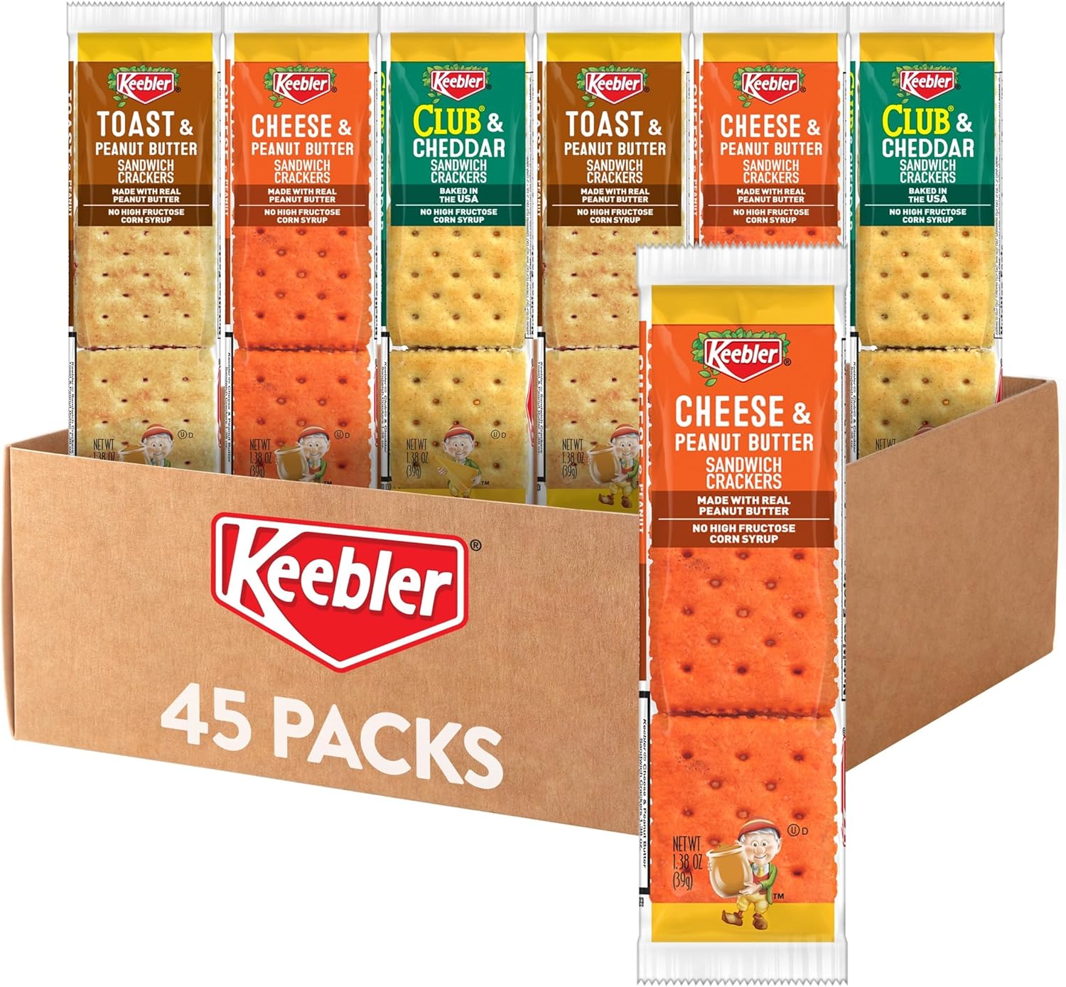 Keebler Sandwich Crackers, Lunch Snacks, Variety Pack (45 Packs)