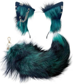 Cat Fox Wolf Ears and Tail Set - Cosplay Clips Headband and Tail for Halloween, Costume Accessories,Animal Party