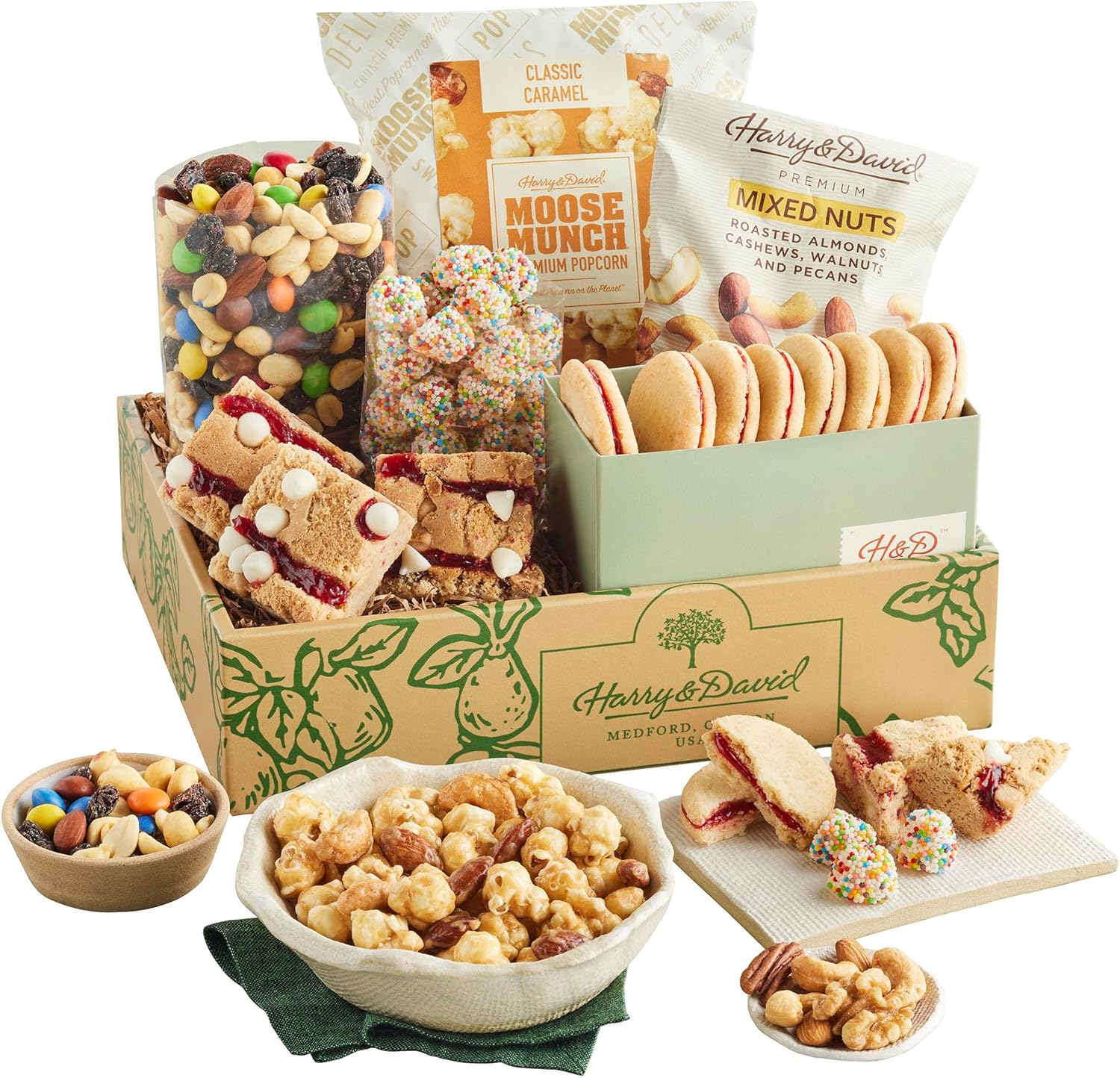 Harry & David Sweet & Salty Snacks Food Gift Basket With Popcorn, Mixed Nuts, Party Snack Mix, Galettes, Cookie Bars, Gummies, Perfect Gift For Any Occasion, Family, Friends, Coworkers, Loved Ones