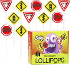 Street Sign Party Lollipops Individually Wrapped - 12 Safety Lollipops Candy Suckers for Car Themed Party Favors, Transportation Birthday, New Driver Party - Road Sign Traffic Sign Lollipops