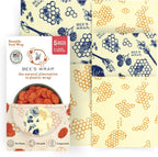 Bee's Wrap Beeswax Wraps for Food - Assorted 5 Pack of Beeswax Wraps - 2 Large & 3 Medium Wrap - Plastic Free Made in USA Reusable Natural Food Wrap - Honeycomb & Bees + Bears