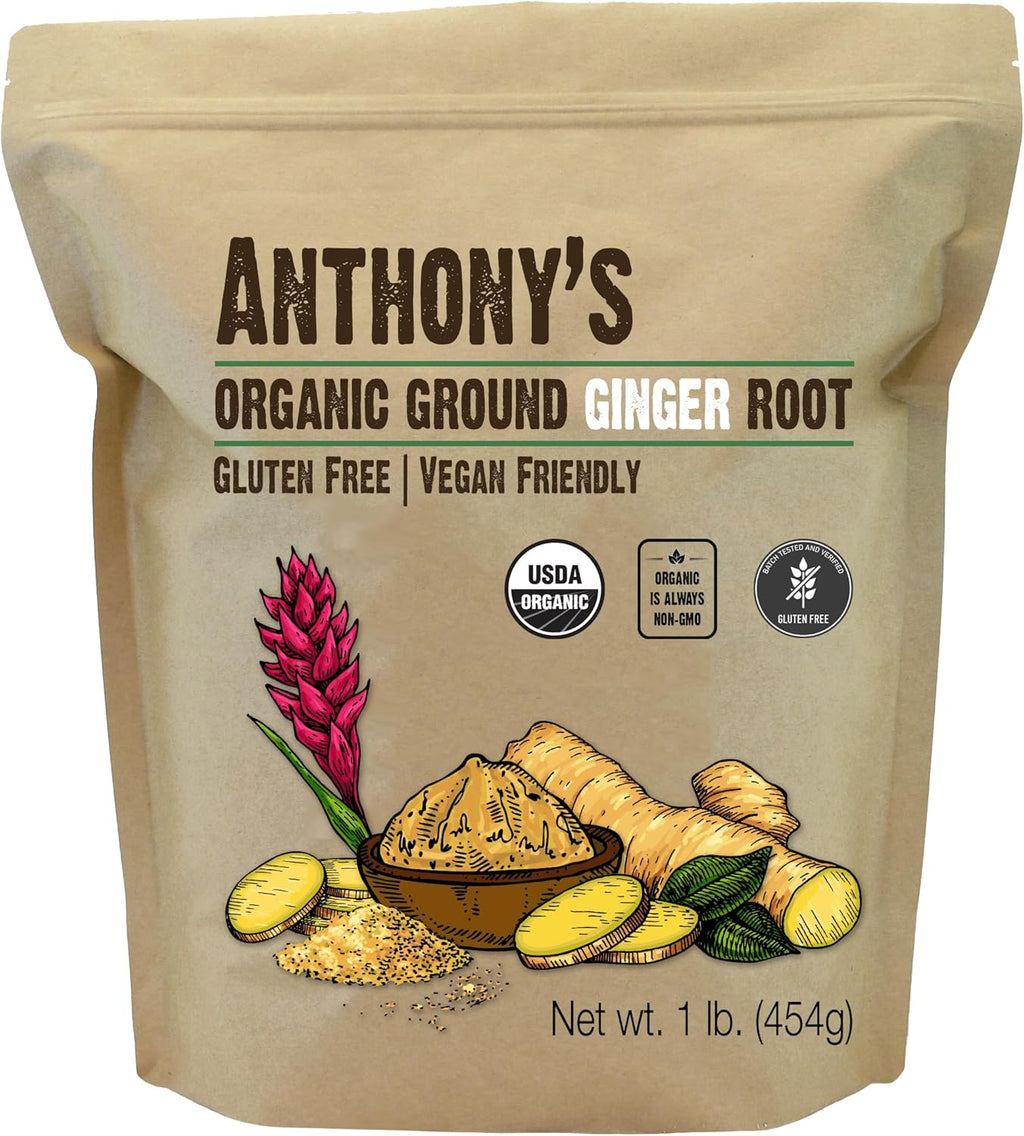 Anthony's Organic Ground Ginger Root, 1 lb, Gluten Free, Non GMO, Keto Friendly