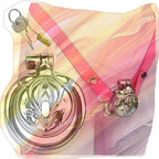 Flat Metal Protection Cage with Waist Belt, Male Portable Flat Cage for Cross-Dressing -USXA07 (Pink, 50mm Ring)