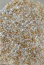 Christmas Sprinkles Edible Mix Sugar 120g/4.2oz Candy Baking Cake Decorations Cupcake Toppers Cookie Decorating Celebrations Edible Sprinkles Fancy Jimmies for Ice Cream, Donut ,Chocolate Resealable Container (Gold silver white mix)