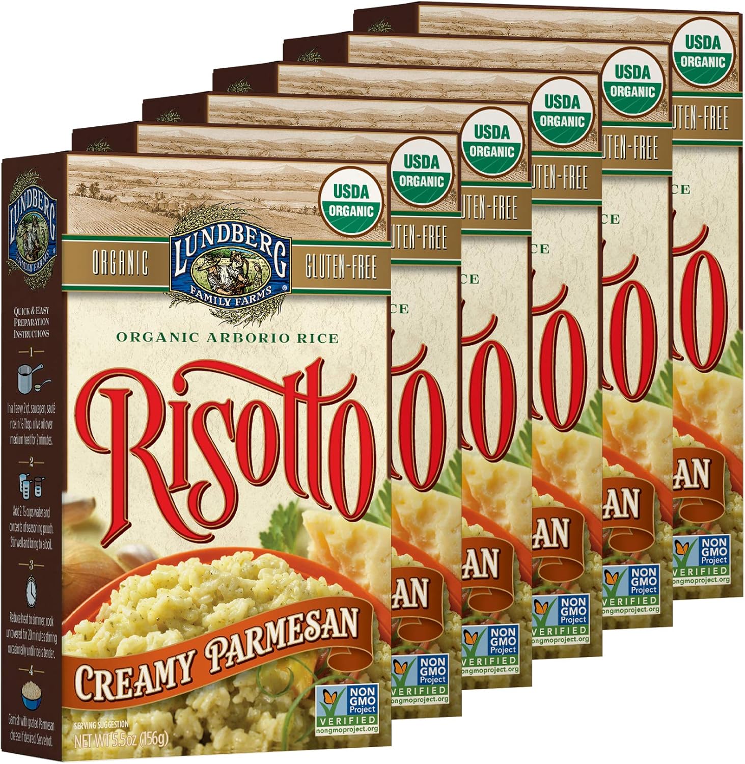 Lundberg Organic Creamy Parmesan Risotto Rice, Gluten Free, 5.5 Ounces (Pack Of 6)