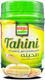 Baraka Unsalted Tahini Sesame Paste 100% All Natural, No Preservatives, No Salt Added | Perfect for Hummus, Middle Eastern Dips, Creamy Sauces, Mediterranean Yogurt Dressings | 16 oz (Pack of 1)