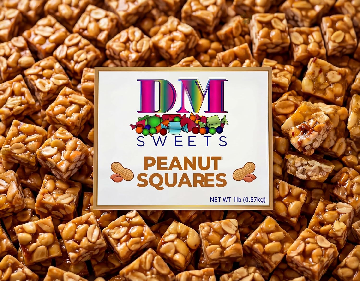 Old‑Fashioned Peanut Squares – 1 lb Resealable Bag – Crunchy Bites Made with Roasted Peanuts – Classic Retro Treat for Snacking, Candy Dishes & Gifts