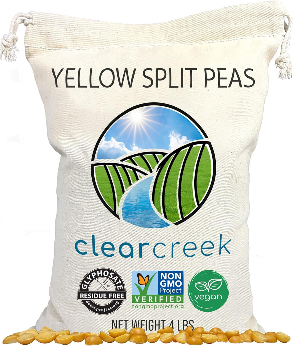 CLEAR CREEK Certified Glyphosate Residue Free Yellow Split Peas | 4 lb | Non-GMO | Kosher | Vegan