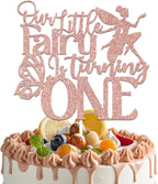 LANKBACK Our Little Fairy is Turning One Cake Topper Happy 1st Girl's Birthday Party Supplies Girl Fairy First Birthday Decorations Rose Gold