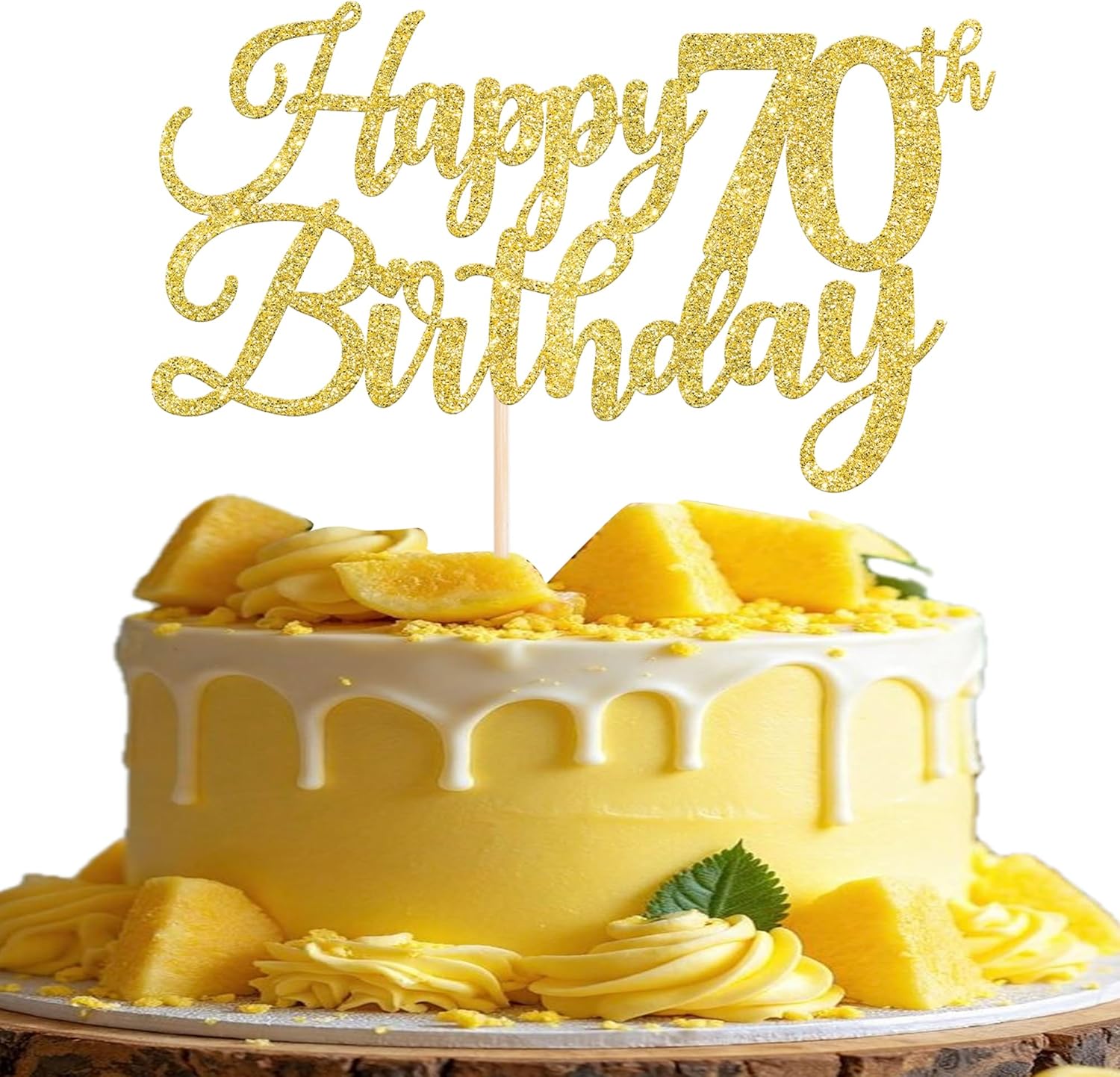 Rsstarxi 1 Pack Happy 70th Birthday Cake Topper Gold Glitter Cheers to 70 Years Hello 70 Fabulous Cake Pick for It's My 70 Birthday Theme Celebrate Party Cake Decorations Supplies