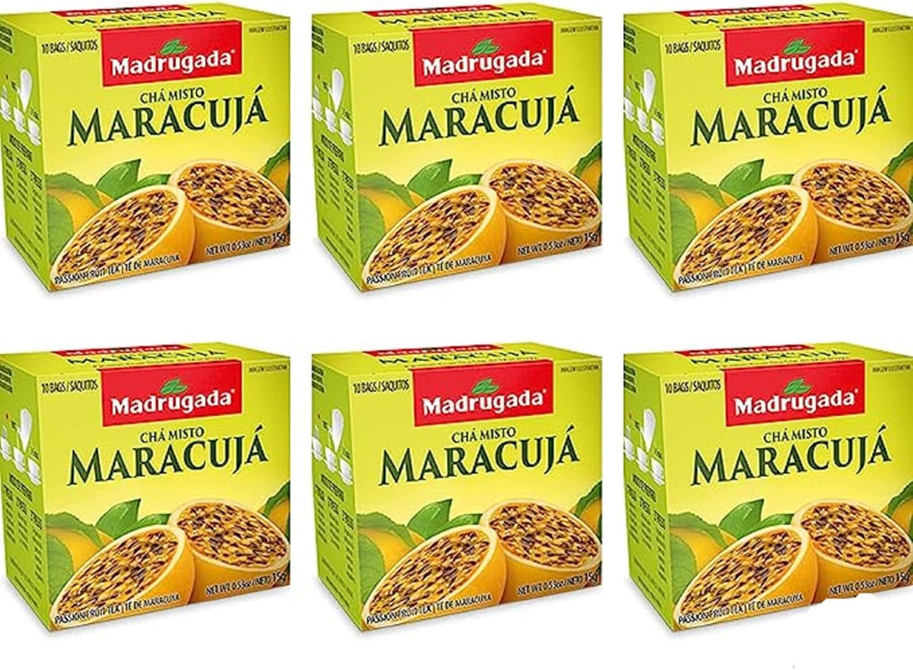 Passion Fruit Tea - 0.5 Oz (10 Tea Bags) | Cha Maracuja Madrugada - 15g - (Pack of 6)
