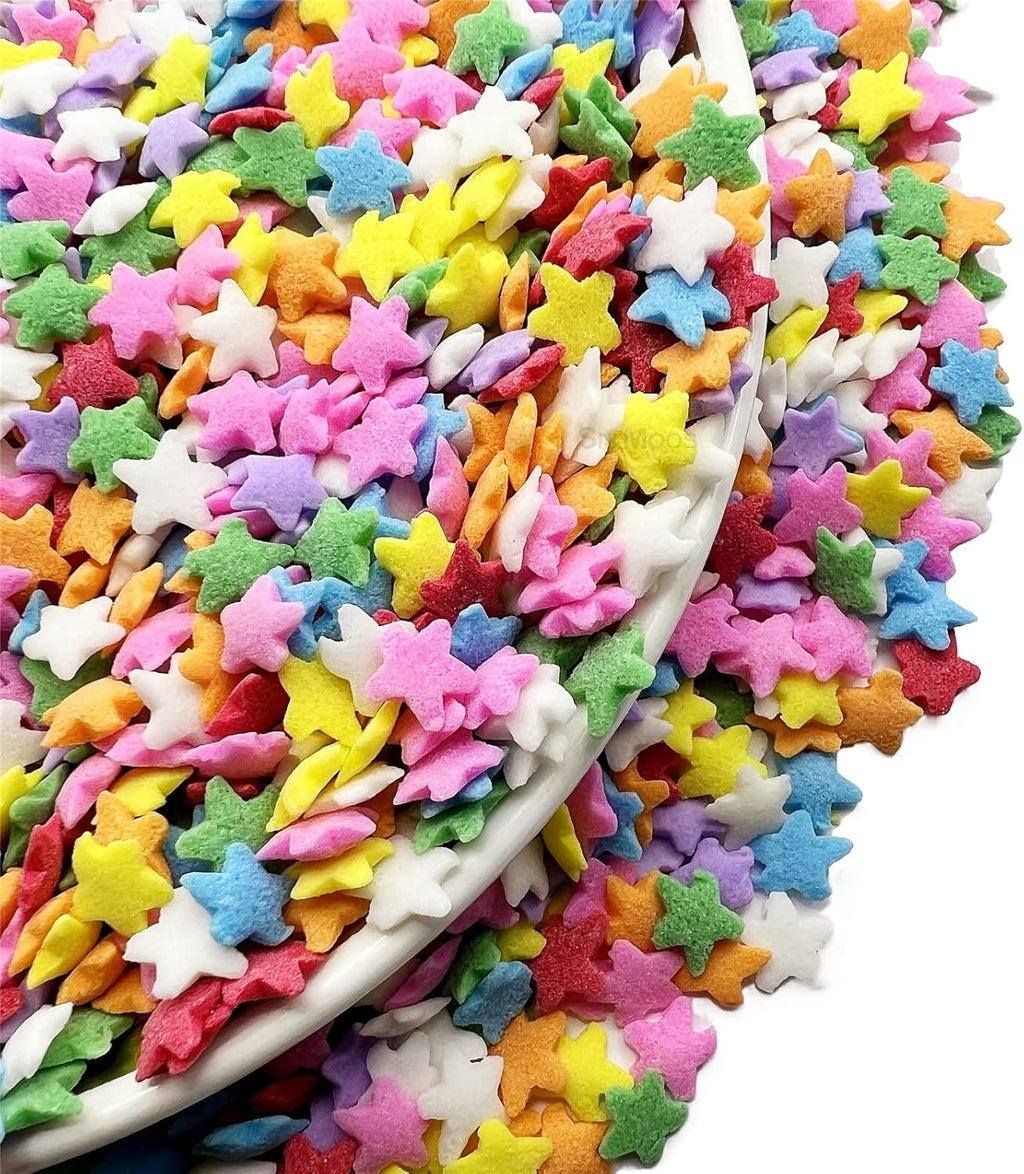 SE Si&Moos Rainbow Star Sprinkles for Cake Decorating Edible Confetti Sprinkles Rainbow Sprinkles Edible Star Cake Decorations , Cupcake, Ice Cream, Dessert Toppings Party Baby Shower Holiday Supplies 3 OZ