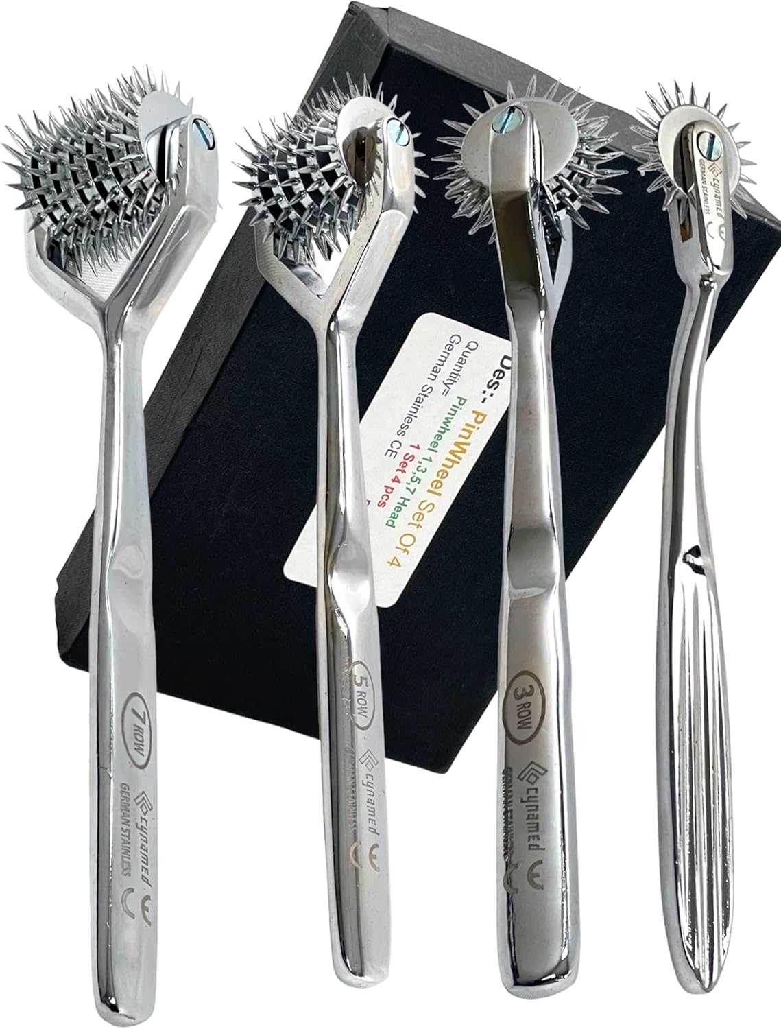 PREMIUM GERMAN SET OF 4 PCS DIAGNOSTIC NEUROLOGICAL WARTENBERG SENSORY PINWHEEL PIN WHEEL 1, 3, 5, 7 HEAD -A+ QUALITY