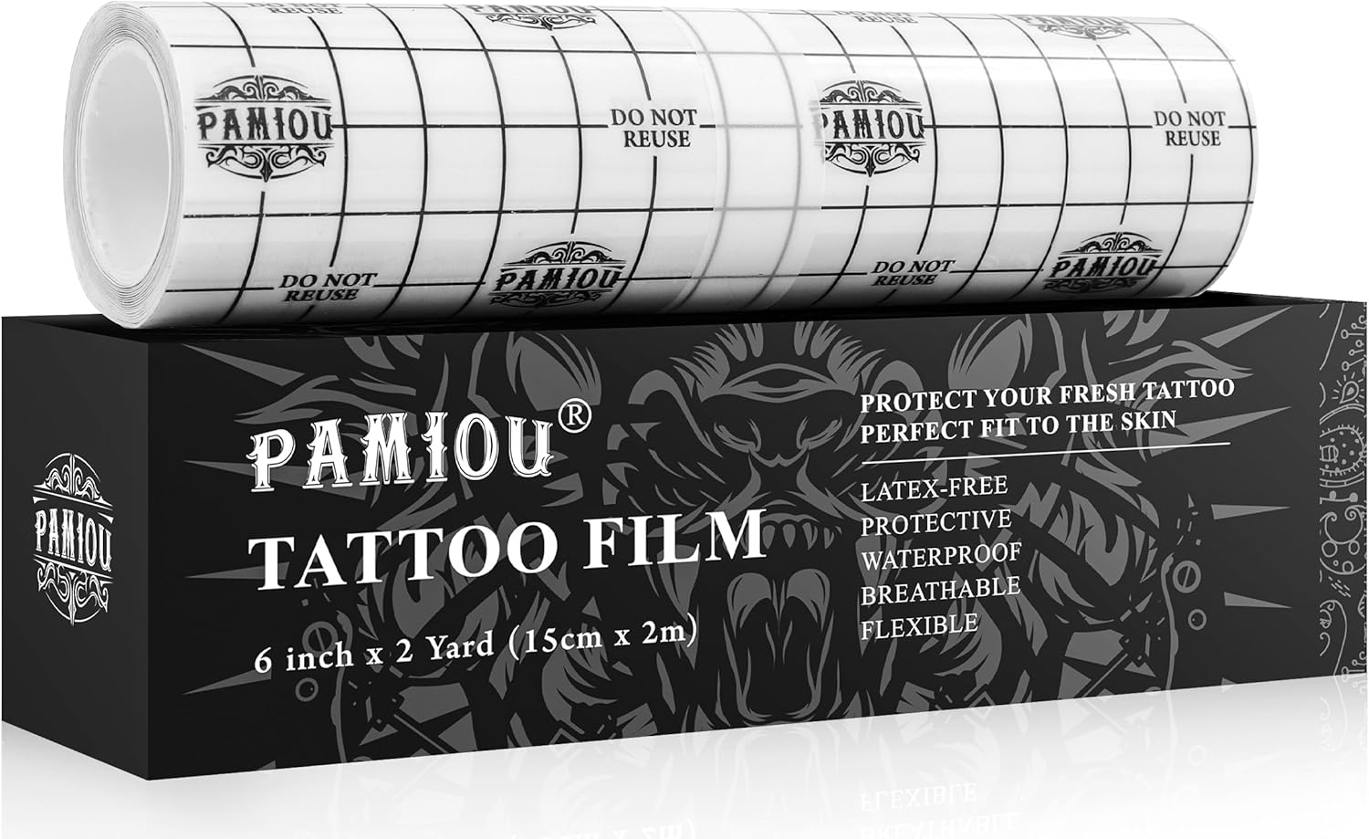 Pamiou Second Skin Tattoo Cover Up Patch Tatoo Aftercare - 6 Inches x 2 Yards Tattoo Wrap, Breathable, Waterproof, Transparent, Latex-Free Film, Protective Tape for Skin Recovery