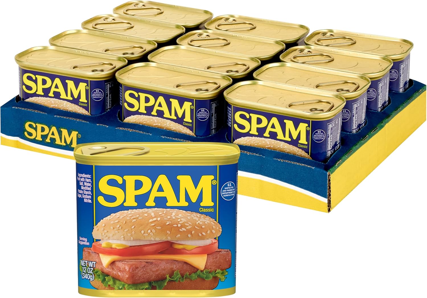 SPAM Classic, SPAM Canned Meat, 12 oz Can (12 Pack)