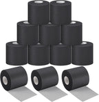 Nuanchu 12 Pcs Pre Wrap Athletic Tape, 2.75inch x 30 Yards Foam Sport Underwrap Tapes Prewrap Tape for Hair Wrists Hands Ankles Knees Women Man Hiking Running(Black)