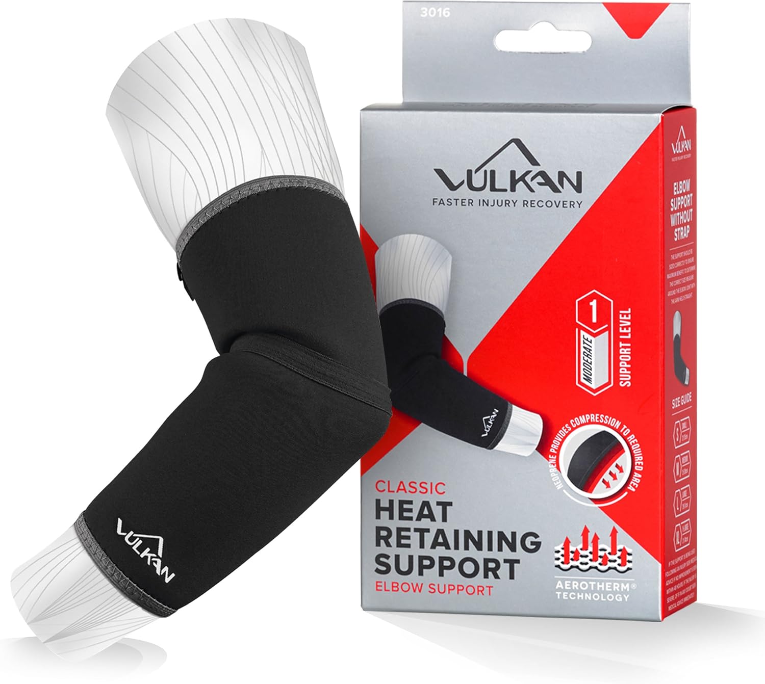 Vulkan Classic Elbow Support, Tennis Elbow Sleeve, Lightweight and Breathable, Provides Compression and Support for Tendonitis, Tennis Elbow, and Golfer's Elbow, Relieves Pain, Large