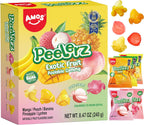 AMOS Peelerz Exotic Fruit Peelable Gummy Candy – 5 Fruit Flavors (Mango, Peach, Banana, Pineapple, Lychee), 8.47oz (240g), Individually Wrapped
