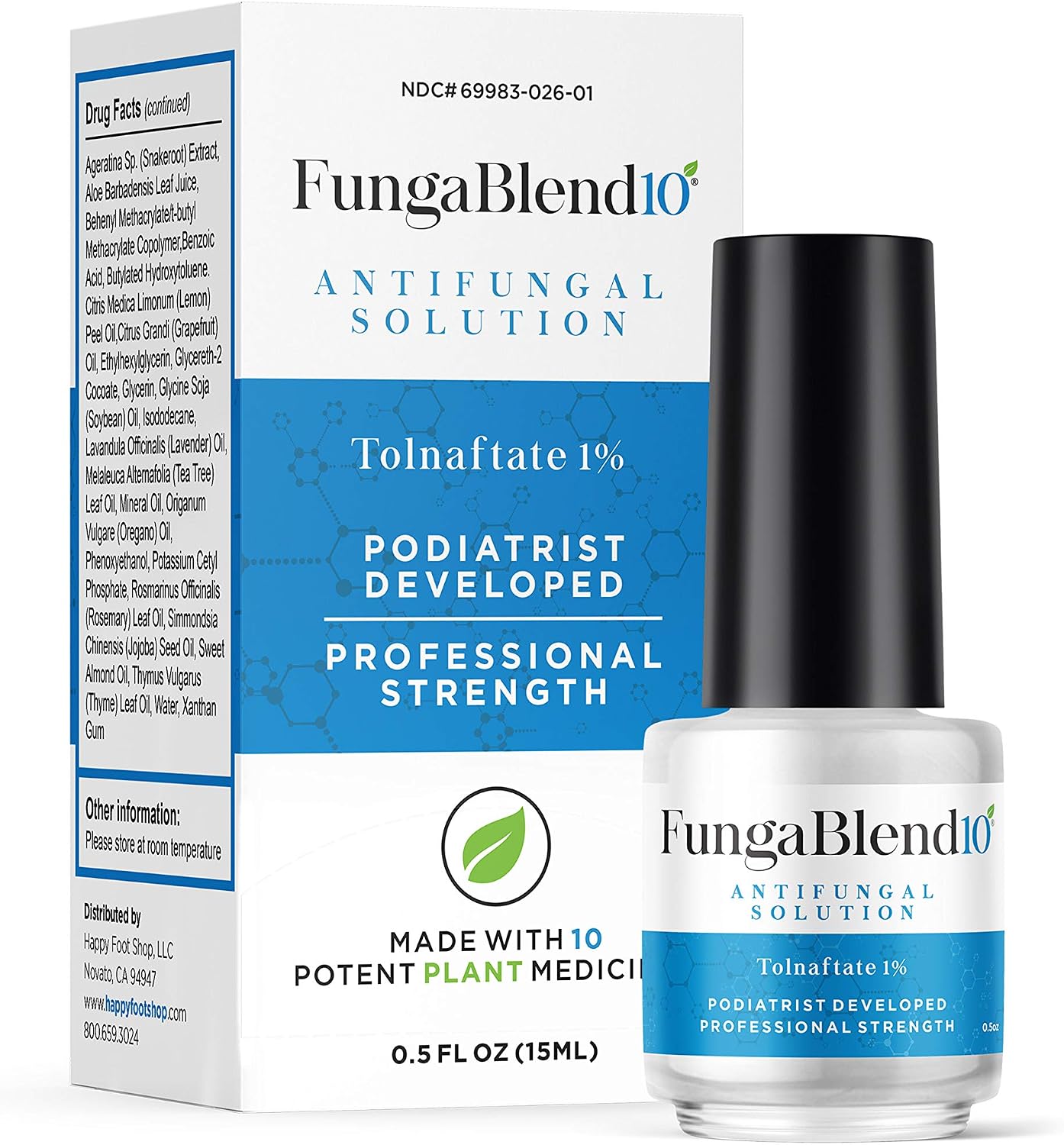 FungaBlend 10 - Antifungal Medication:1% Tolnaftate and 10 Plant Medicines -Toenail Fungus Treatment for Nail Repair Gel, Athletes Foot, Jock Itch, Ringworm -Topical Solution for Toe and Finger Nail