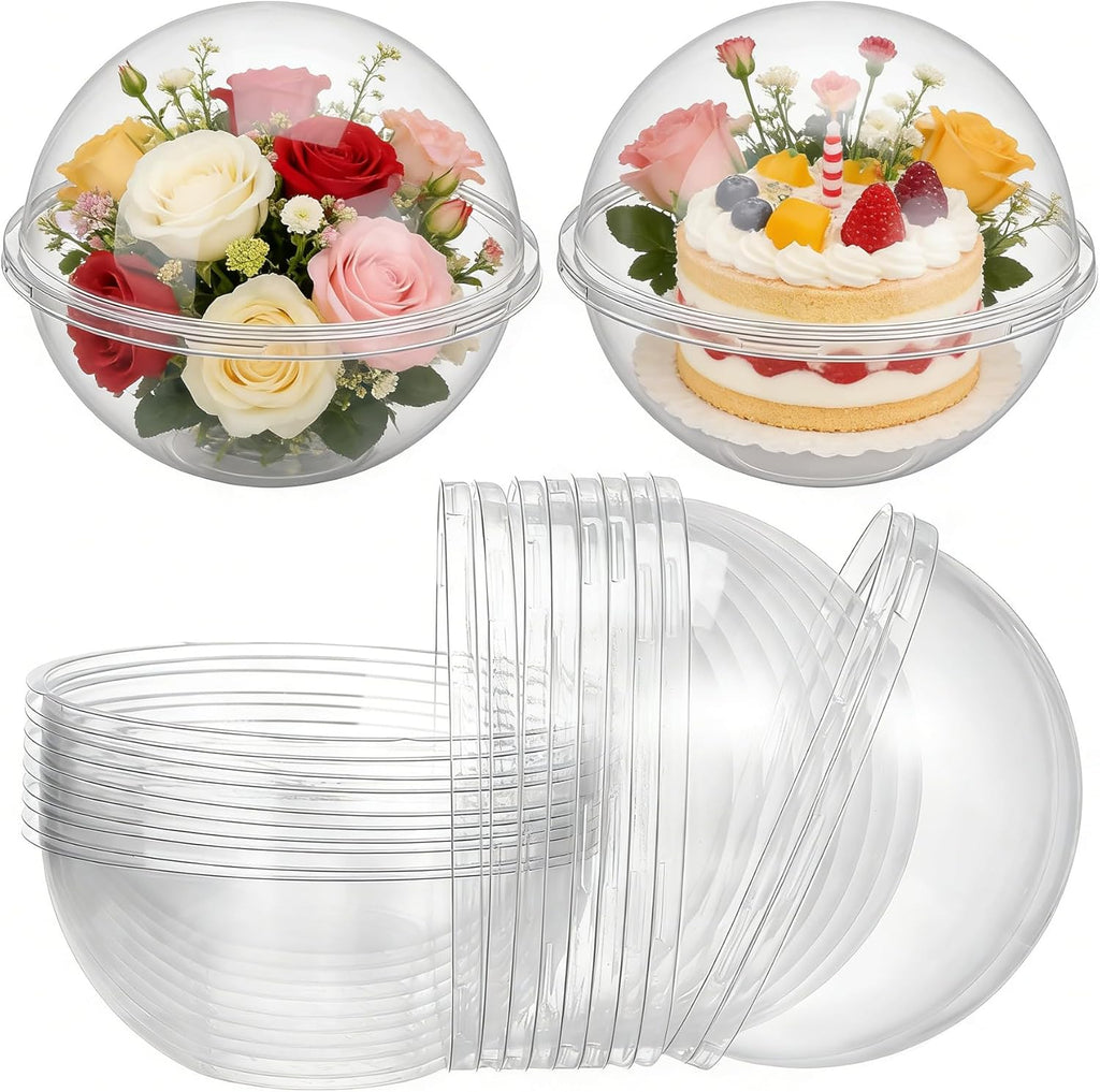 Cabilock Clear Plastic Fillable Ornaments 350ml Cupcake Box 10pcs Mousse Cake Muffin Carrier Acrylic DIY Mother's Day Party Christmas Tree Decorations Dessert Packaging Holder Bakery Food Container