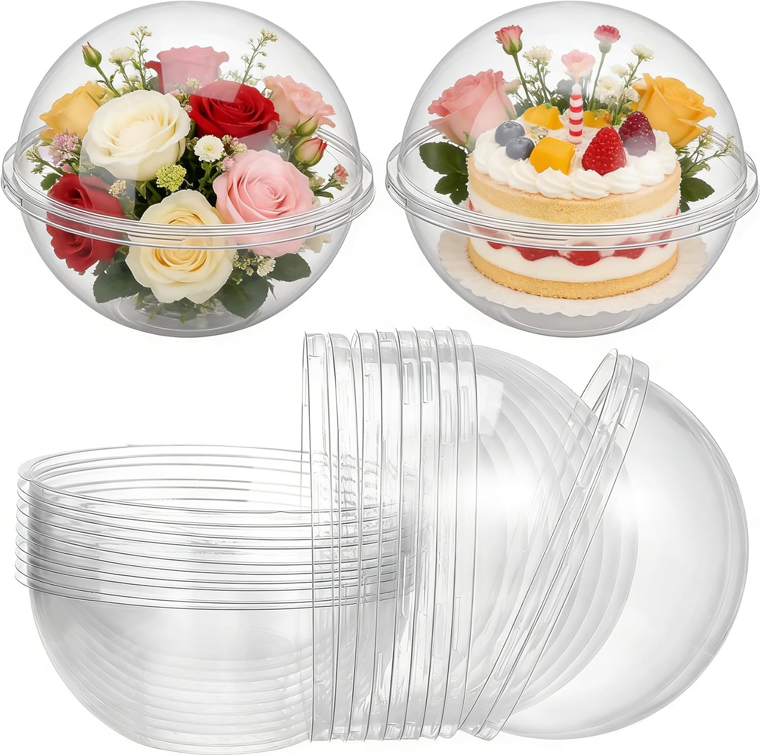 Cabilock Clear Plastic Fillable Ornaments 350ml Cupcake Box 10pcs Mousse Cake Muffin Carrier Acrylic DIY Mother's Day Party Christmas Tree Decorations Dessert Packaging Holder Bakery Food Container