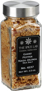 The Spice Lab - (3.5 oz) Ghost Pepper Salt (Naga Jolokia) - French Jar of Ghost Pepper Sea Salt- Gluten-Free Non-GMO All Natural Premium Gourmet Spicy Salt - No. 237