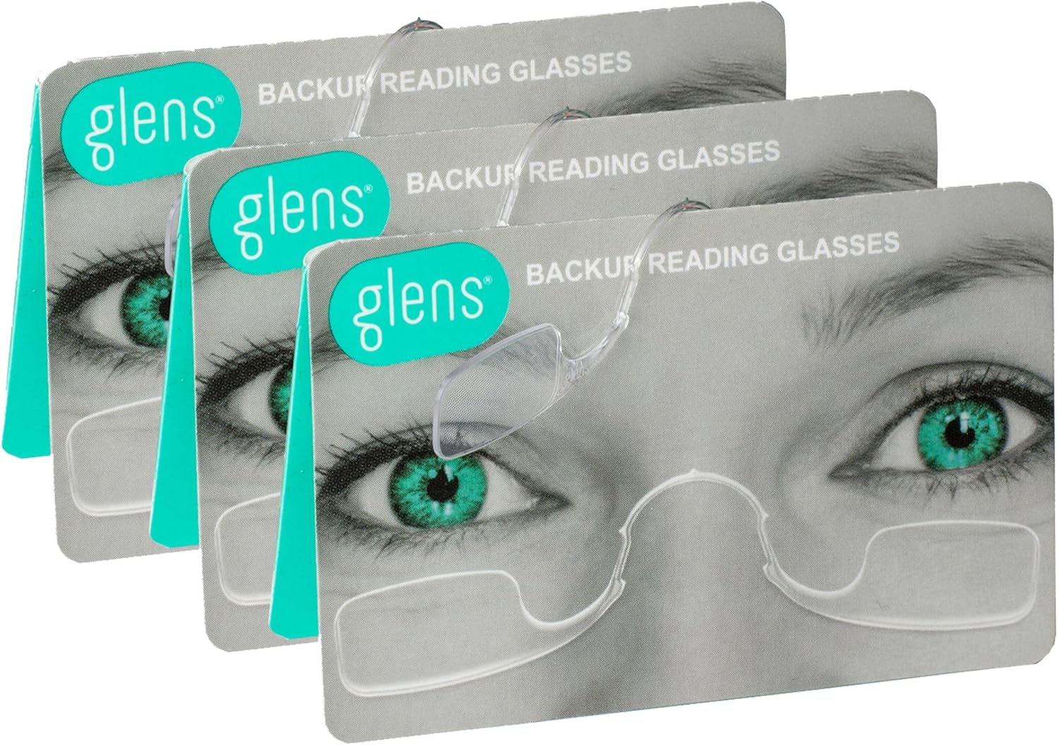 glens Unisex Armless Reading Glasses - 3 Readers - Emergency Lightweight Pocket Ultra Thin Readers