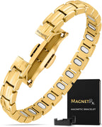 MagnetRX® Magnetic Bracelets for Women - EllipseMAX 5X Strength 5,000 Gauss Magnets - Designed in USA & PATENT PENDING - Premium Titanium Womens Magnetic Bracelet & Adjustable Length (Gold)