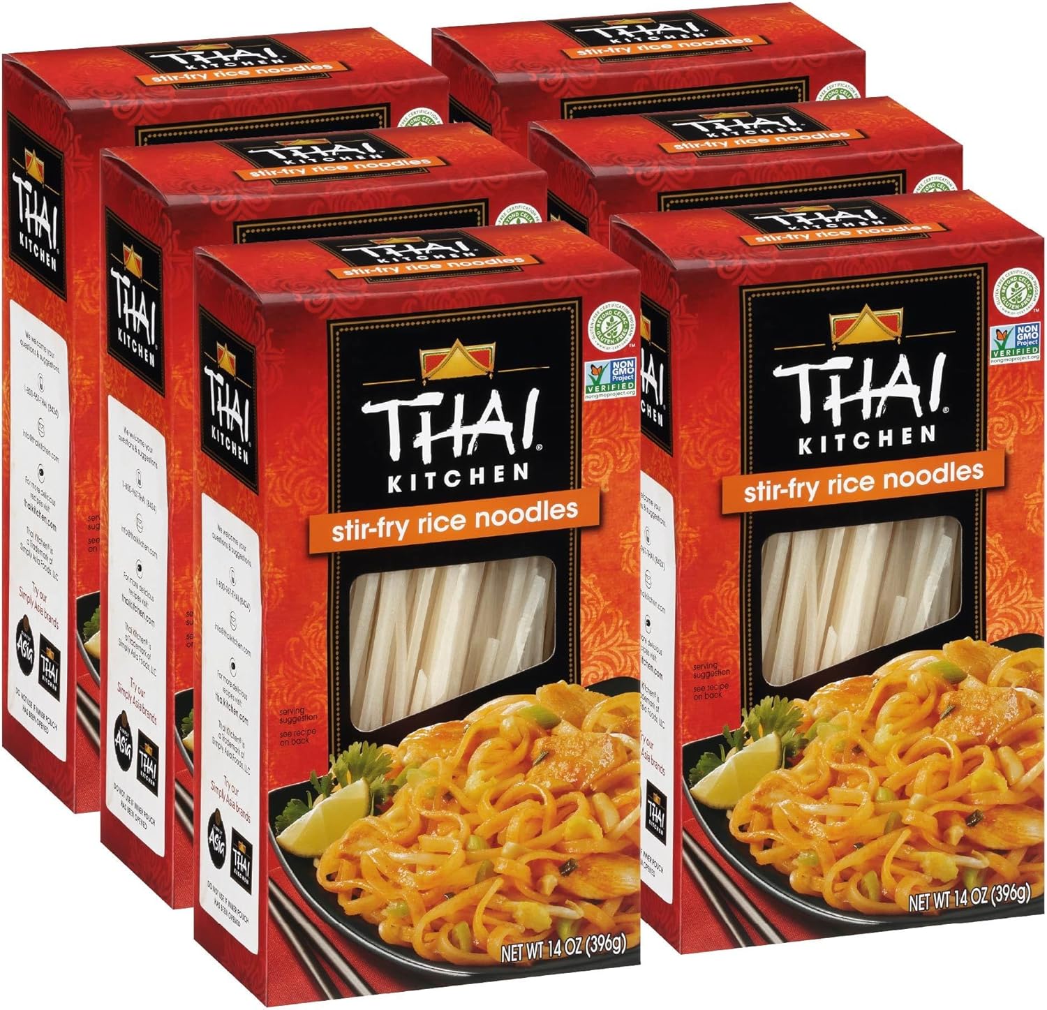 Thai Kitchen Gluten Free Stir Fry Rice Noodles, 14 oz (Pack of 6)