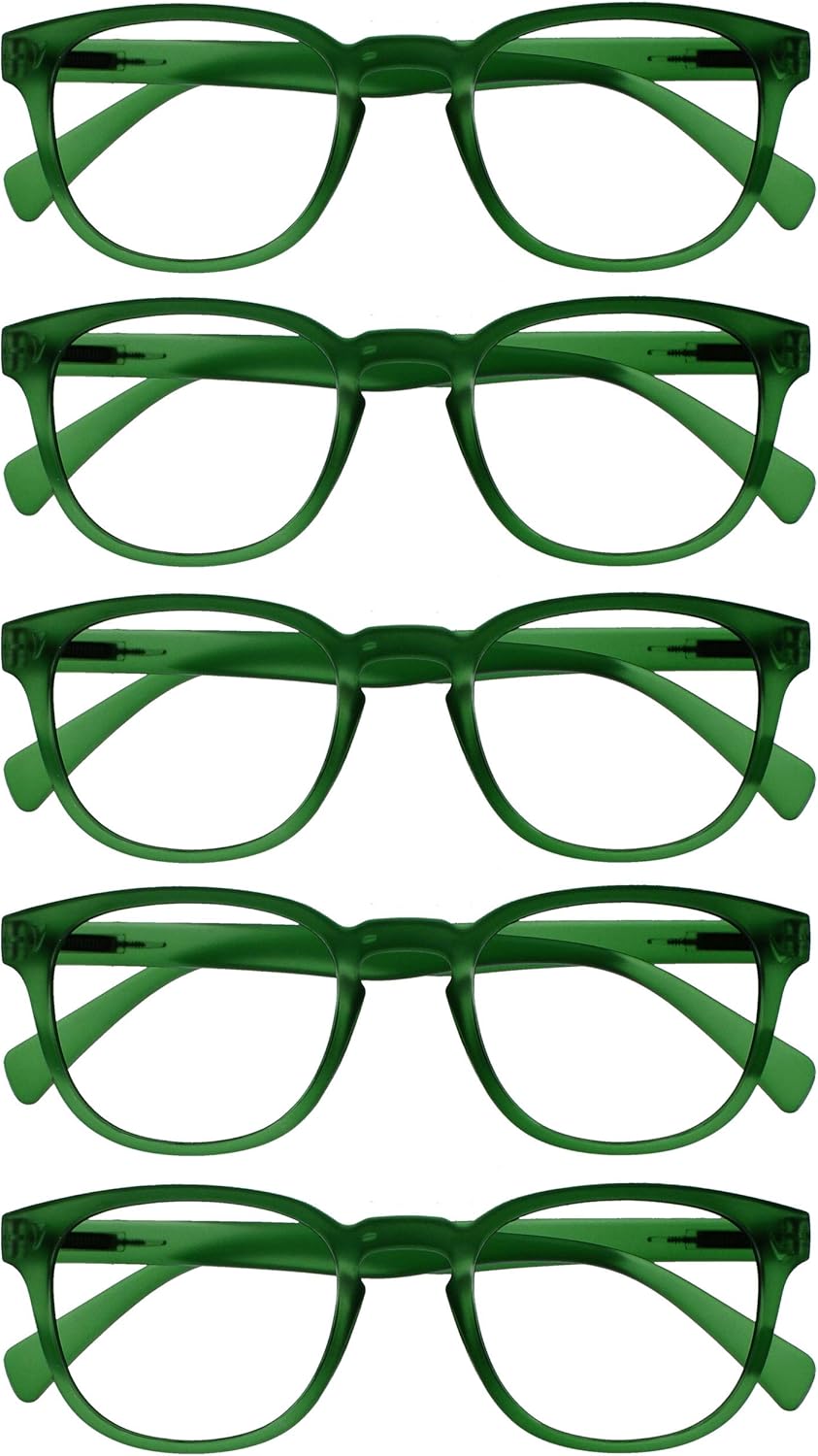 OPULIZE POP Reading Glasses for Women Men,Scratch Resistant Round Matt Frame with Spring Hinges, Green +3.00 (Pack of 5)