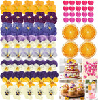 74 Pcs Edible Flowers for Cocktails Cake Decorating Drinks, Real Dried Pressed Flowers Cupcake Toppers, Food Grade Dry Flowers for Crafts Resin Mix with Pansy, Heart Rose Petals, Orange