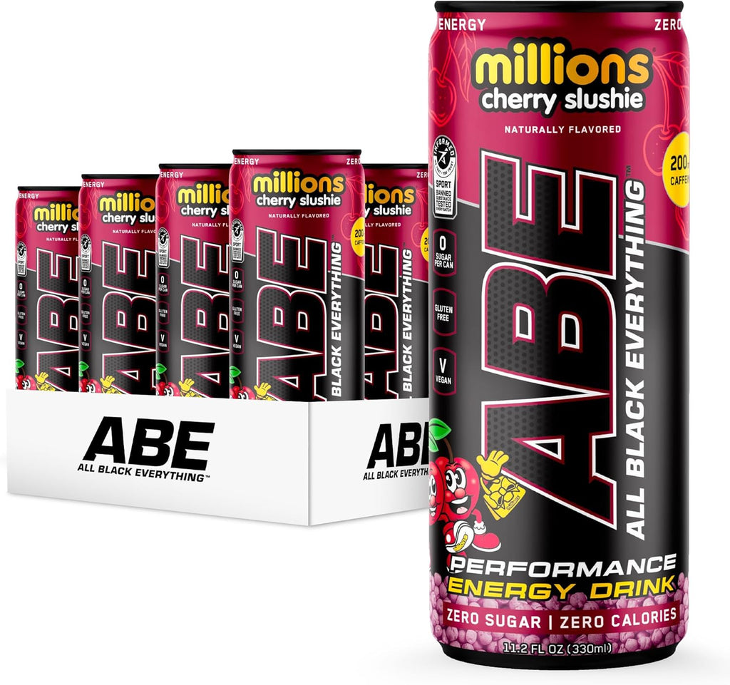All Black Everything Performance Energy Drink | Zero Calories, Sugar Free | 200mg Caffeine | Beta Alanine & Citrulline | Pre-Workout Sport Drink for Men & Women | Cherry Millions | 12 Pack