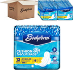 Bodyform Maxi - Value Sanitary Napkins, Cushion Soft Always Comfortable and Ultra-Absorbent (Regular Wings, 144 Count (12 Packs of 12 Counts))