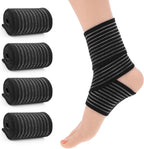 Sibba Ankle Braces Black Elastic Ankle Compression Bandage 4PCS Ankles Compression Sleeve Adjustable Ankles Strap Heel Brace Wraps Breathable Arch Support Wraps for Stabilising Ligament Sport