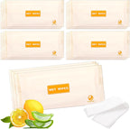 100 pcs Wet Wipes Individually Wrapped, Lemon Travel Wipes, Clean Wipe Individual Wipes Bulk for Travel with Aloe for Butt, Hands, Face Cleaning, Daily Use
