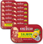 King Oscar Premium Salmon in Olive Oil with Lemon, 4.05-Ounce Cans (Pack of 12, Packaging May Vary), Skinless & Boneless Salmon