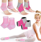 Tarpop 2 Pairs Kids Ankle Brace Set Foot Support Stabilizer Wraps Protector Guard Knitted Ankle Sleeve Sock Support Compression Socks for Injury Prevention(Pink,Medium)