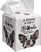 Grace Yonks Cute French Bulldog Tissue Box Cover Square, French Bulldog Dog Cube Case for Facial Tissues, 5.2" PU Leather(028)
