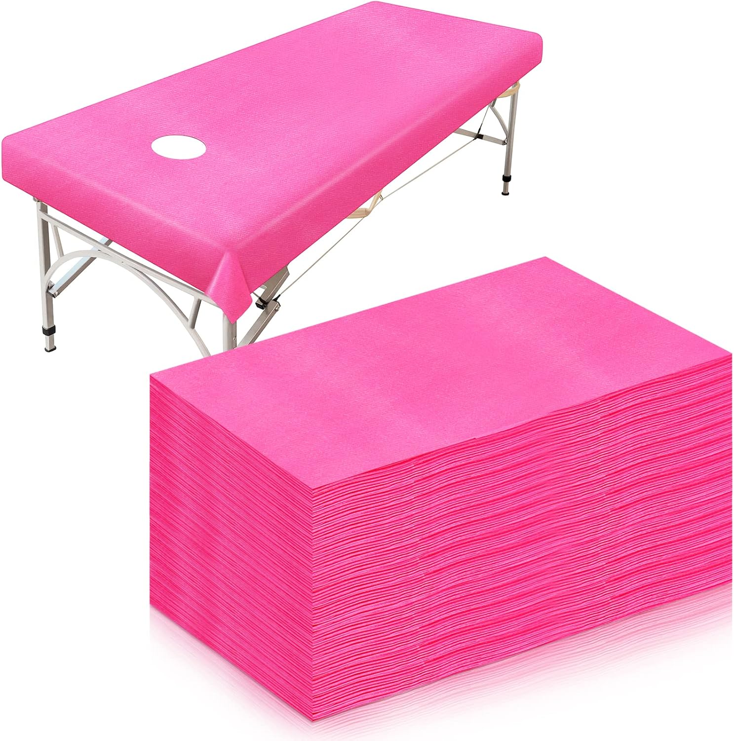 30 Pieces Massage Table Sheets 31 x 79 Inches Large Disposable Bed Table Cover Spa Bed Covers Non-woven Massage tablecloth Flat and Fitted Sheets for Waterproof Bed(Pink)