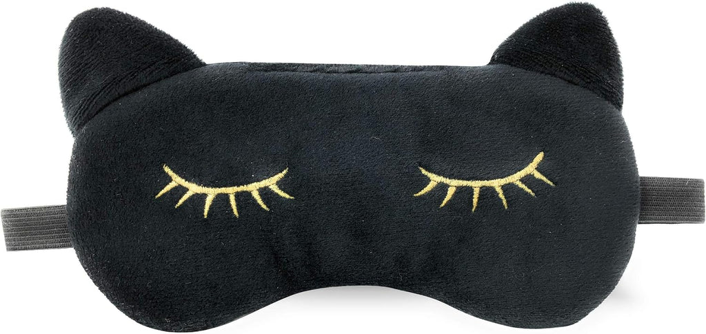 Cute Cat Ear Sleep Mask - Ultra Soft Light Blocking Eye Mask with Adjustable Strap - Fun Cat Lover Gift for Women & Moms - Travel & Bedtime Accessory - Birthday or Christmas Stocking Stuffer
