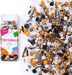 Black Sprinkles for Cake Decorating, 3.52oz Graduation Candy Sprinkles, Metallic Gold and Black Star Sprinkles for Cupcakes Baking Ice Cream Cookies, Wedding Birthday Party Decorations
