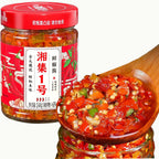 QIXINLIZYY Hunan specialty colored chili sauce 248g/can, chopped garlic chili sauce, pepper, seasoning, crispy chili, mixed noodle chili, convenient instant chili, pickled chili (1 can)