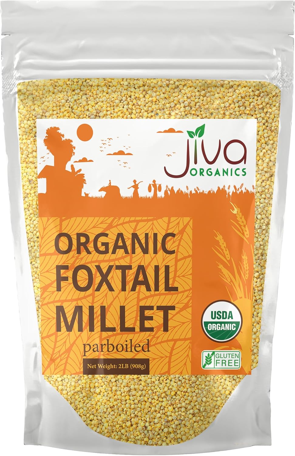 Jiva Organics Foxtail Millet 2 LB Bag | Whole Grain, Gluten-Free & Organic | Protein & Fiber-Rich Superfood for Indian Cooking
