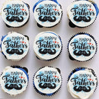 Gyufise 54Pcs Edible Happy Father's Day Cupcake Toppers Wafer Paper Love Dad Cake Toppers Edible Best Dad Ever Cupcake Picks for Father Day Theme Birthday Party Cake Decorations Black