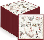 100 Pcs 12 Days of Christmas Napkins 2 Ply Decoupage Winter Holiday Cocktail Paper Napkin 5 x 5 Inch Partridge French Hens Gold Rings Disposable Hand Towel for Christmas Table Party Supplies(Red)
