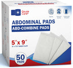 GauzeCare Sterile Abdominal- ABD Combine Pads| 50-Pack, 5 x 9 Inches| Extra Absorbent & Thick, Individually Wrapped Wound Dressing, First Aid Pads| Surgical-Grade, Nonstick- for Heavy Leakage, Post Op